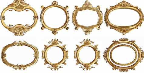 a set of six gold frames with ornate designs