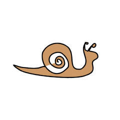 Minimalist painting of a cute snail with a house