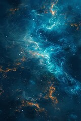 Fototapeta premium Sky and sea merge into a tapestry of blue and gold, illuminated by gentle lights, reminiscent of Adam Elsheimer's celestial wonders.