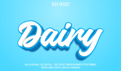 Dairy 3d editable text effect style