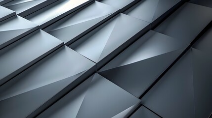 Overlapping Gray Triangles Forming Minimalist Geometric Pattern with Depth and Structure - obrazy, fototapety, plakaty