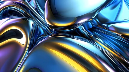 Captivating Metallic and Glass Waves Reflecting Light in a Luxurious and Modern Digital Art Backdrop