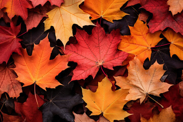 Naklejka na ściany i meble Vibrant Autumn Leaves Background in Red, Orange, and Yellow Tones