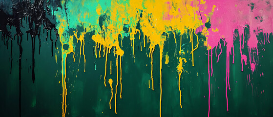 Fototapeta premium Colorful Abstract Drip Paint Art on Canvas