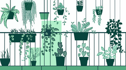 Variety of Hanging and Potted Plants