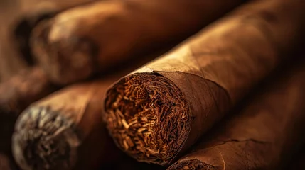 Foto op Plexiglas anti-reflex Tobacco Elegance: Detailed Cuban Cigar © Andrii 