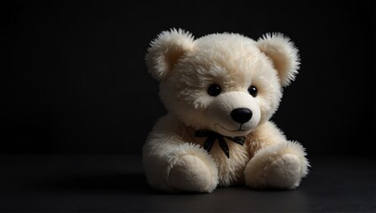 a white teddy bear in plain black background from Generative AI