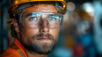 A man in a hard hat and goggles.