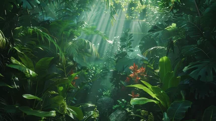Foto op Plexiglas Musical rainforest with instrumentlike plants, symphonic ecosystem © kitinut
