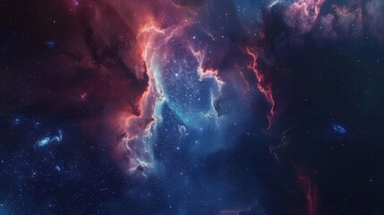 Swirling nebula podium in deep space, stars twinkling, for outofthisworld product announcements - obrazy, fototapety, plakaty