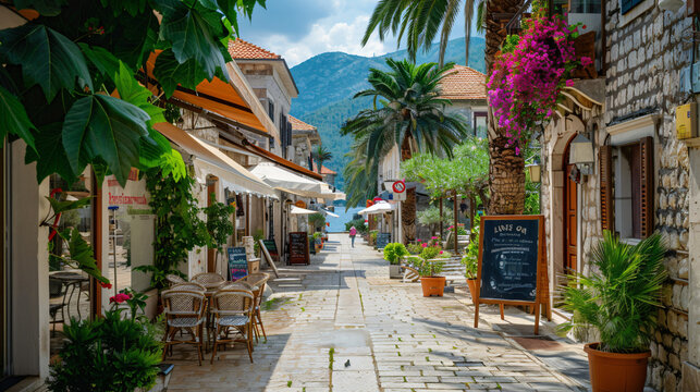 Promenade street in Coty of Bar Montenegro