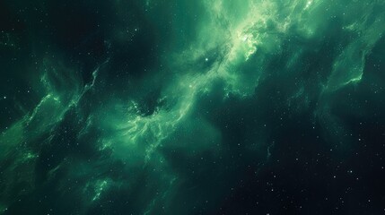 Fototapeta na wymiar Starlit Depths: Green Celestial Universe