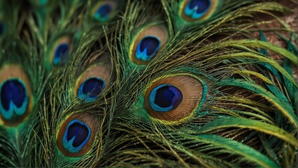 green feathers of peacock close-up from Generative AI
