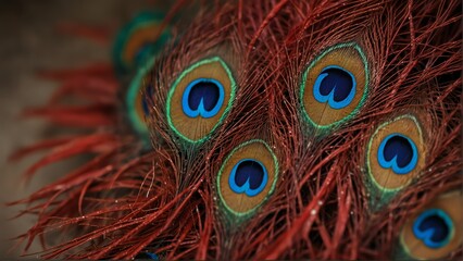 red feathers of peacock close-up from Generative AI