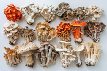 Exquisite Variety of Wild Edible Mushrooms on Display