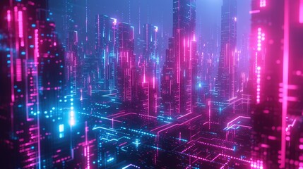 Obraz premium Electric Dreams: A Neon Metropolis