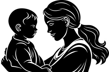 Maternal Affection Isolated Vector Symbol of Mother Kissing Child 