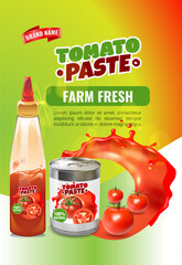 Free vector realistic tomato ketchup advertising