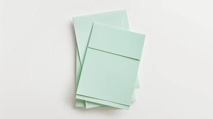 Mockup of mini thank you card in mint green color on a white background designed vertically - obrazy, fototapety, plakaty