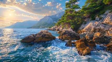  Rocky seacoast landscape. Adriatic sea Montenegro © Natia