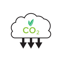 CO2 emission, reduction, neutrality concept vector flat icon set. Carbon dioxide zero footprint, carbon gas air pollution protection, ecology environment CO2 green clouds for your designs.