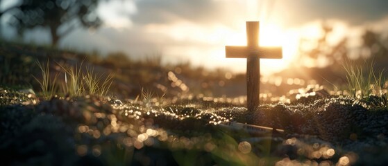 Easter concept: The Cross represents Christ and Christianity. - obrazy, fototapety, plakaty