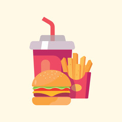 Vector fast food menu colorful icon