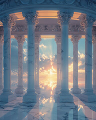 Column, Marble, Ornate, Observing the grandiose columns in an ancient temple