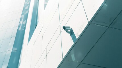 Obraz premium CCTV camera on the white wall. Security video surveillance and tracking camera. Closed-circuit television.