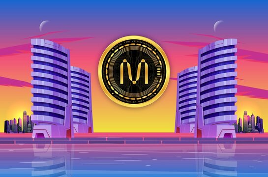 an image of the mina coin virtual currency on a digital background. 3d illustrations.