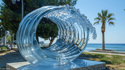 Sculpture Frozen Wave by Victor Bonato in Molos Park a