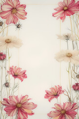 pink and white cosmos flower border
