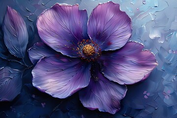 delicate flower of pastel purple color painted with oil paint. close up - Powered by Adobe