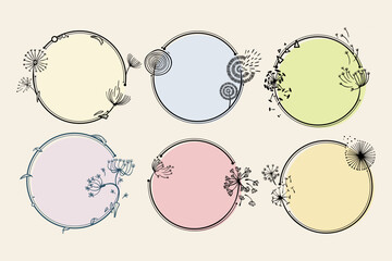 Beautiful Dandelions and Colorful Frame. Design border for design