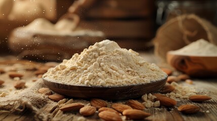 Almond flour in a bowl fresh mock up - obrazy, fototapety, plakaty