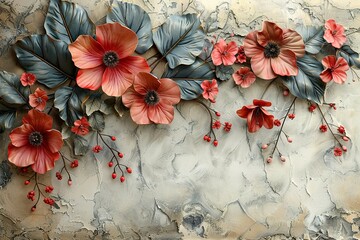 panel wall art, background with flowers designs, wall decoration