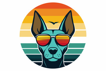 t-shirt-design-with-dog sunset--in-silhouette-sunglass