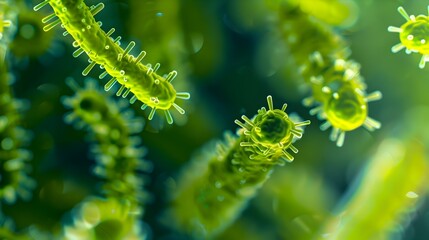 Naklejka premium Thriving Microorganisms in Engineered Bioreactors Powering Wastewater Treatment Processes