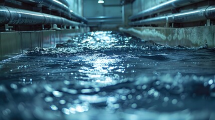 Visualizing the Dynamic Flow of Water Through a Cleaning Process in an Industrial Facility - obrazy, fototapety, plakaty