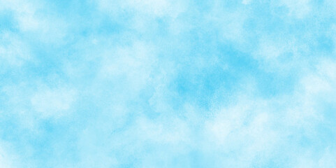 Bright painted sky blue watercolor background, Abstract blue sky with clouds, Abstract shinny Summer seasonal natural sky, Watercolor illustration art marble painting abstract blue color texture.
