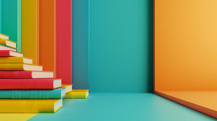 color books on a colored background 3d