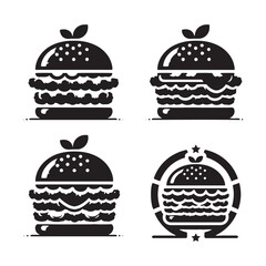 Tasty Burger Silhouette: Flavorful Fast Food Image for Your Artistic Vision, Chicken Burger Illustration - Zinger Burger Vector

