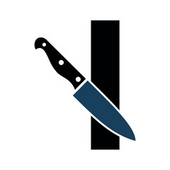 Initial knife Logo combine with letter I vector template