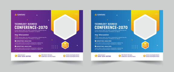Corporate horizontal business conference flyer template. Modern Business conference flyer design