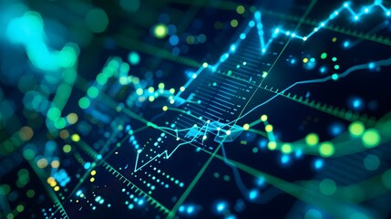 Detailed Financial Data Visualization Showcasing Economic Growth Trajectory in Blue and Green Tones