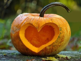 pumpkin with heart carved out