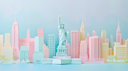 Pastel Paper Art of New York City Landmarks