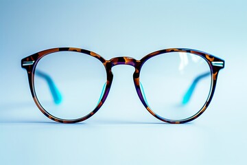 Tortoiseshell glasses on white background