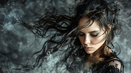 Sch&ouml;ne Frau mit dunklen Haaren