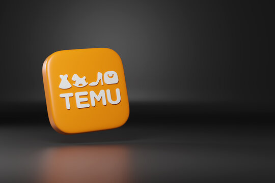 Buenos Aires, Argentina - April 3rd, 2024: Temu logo in three dimensions with copy space. 3d illustration.